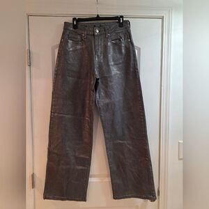 Metallic Wide-Leg Jeans. Size 8